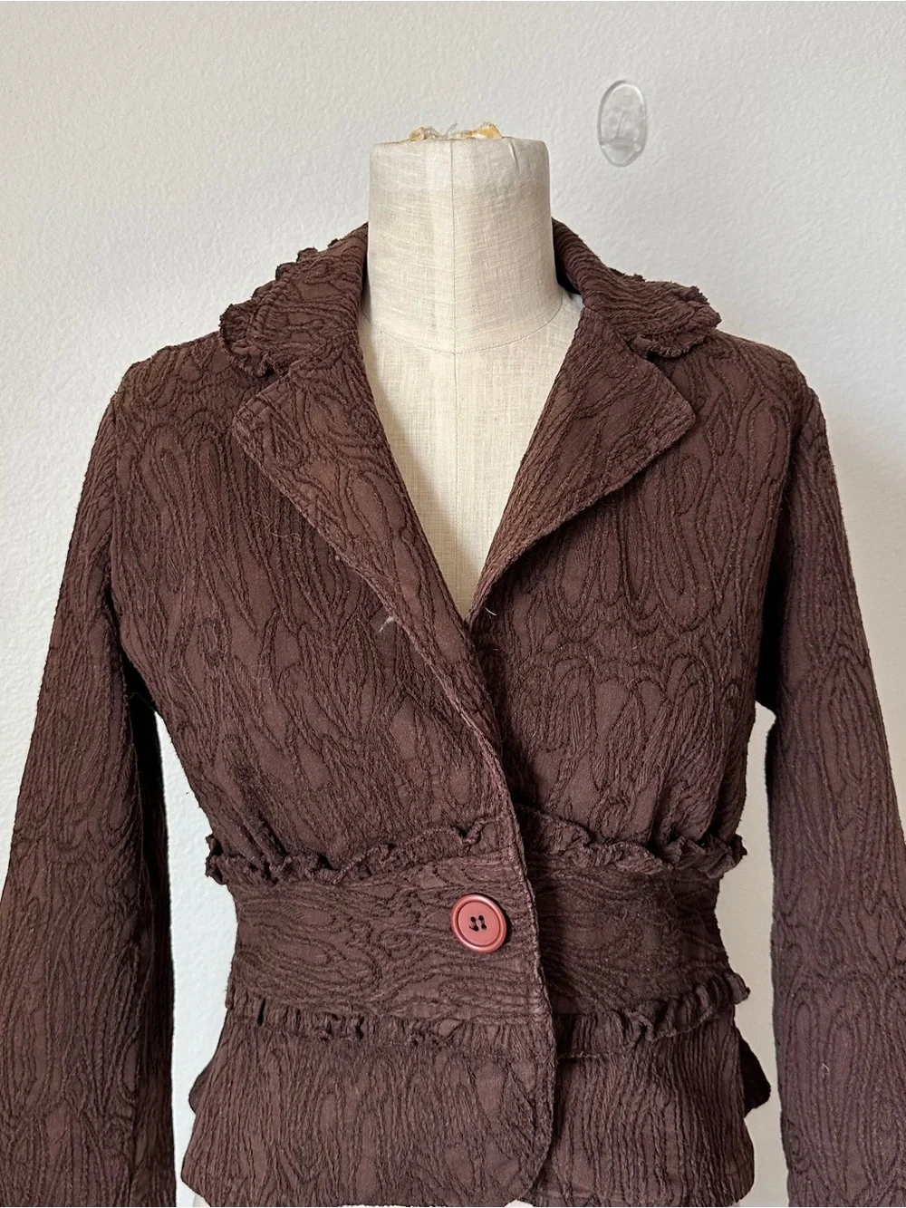 Y2K Paradigm Ruffle Button Down Jacket - Picture 2 of 4
